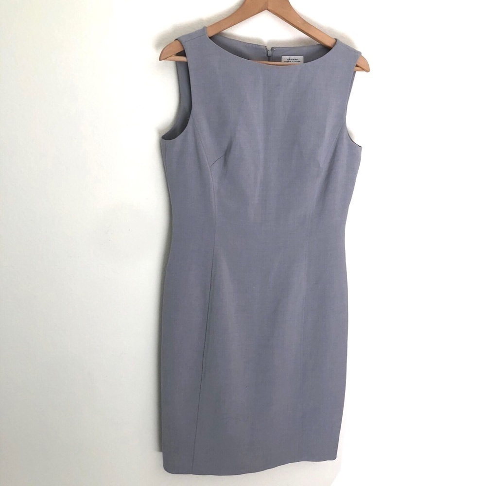 Tahari Gray Sleeveless Sheath Dress - Picture 4 of 15